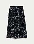 Polka Dot Pleated Midaxi Skirt
