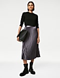 Satin Pleated Midaxi Skirt