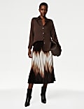 Satin Ombre Pleated Midaxi Skirt