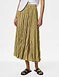 Textured Pleated Midi Skirt