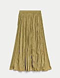 Textured Pleated Midi Skirt