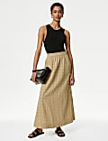 Pure Cotton Jacquard Check Maxi Skirt