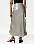 Falda maxi estilo combinación metalizada