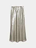 Metallic Maxi Slip Skirt
