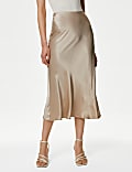 Jupe midi en satin
