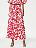 Pure Cotton Printed Maxi A-Line Skirt