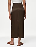 Satin Seam Detail Midi Slip Skirt