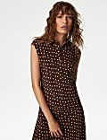 Polka Dot Button Front Midaxi Shirt Dress