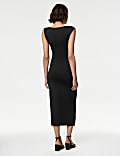 Asymmetric Ruched Midaxi Bodycon Dress