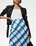 Checked Midi Column Slip Skirt