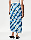 Checked Midi Column Slip Skirt