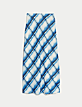 Checked Midi Column Slip Skirt