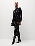 Jersey Printed Midaxi Column Dress | BLACK MIX | Dresses | M&S CA