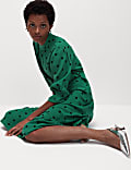 Printed High Neck Midaxi Tea Dress