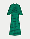 Printed High Neck Midaxi Tea Dress