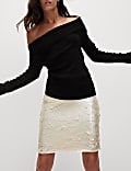 Sequin Knee Length Column Skirt