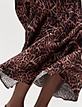 Satin Animal Print Maxi Slip Skirt