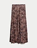 Satin Animal Print Maxi Slip Skirt