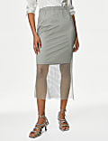 Mesh Embellished Midaxi Slip Skirt