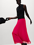 High Waisted Pleated Midaxi A-Line Skirt