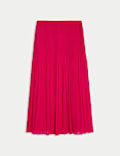 High Waisted Pleated Midaxi A-Line Skirt