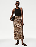 Animal Print Maxi Slip Skirt