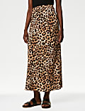 Animal Print Maxi Slip Skirt