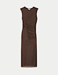 Mesh Ruched Midaxi Bodycon Dress