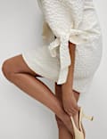 Jacquard Tie Detail Mini Shift Dress