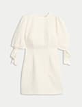 Jacquard Tie Detail Mini Shift Dress