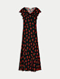 Printed Cowl Neck Midaxi Dress