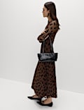 Devoré Floral Round Neck Midaxi Dress