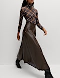 Leather Look Pleated Midaxi Skirt