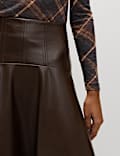 Leather Look Pleated Midaxi Skirt