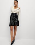 Soft Polka Dot High Waisted Mini Wrap Skirt