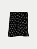 Soft Polka Dot High Waisted Mini Wrap Skirt