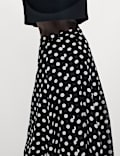 Lyocell Rich Polka Dot Midaxi A-Line Skirt
