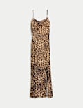 Vestido bodycon a media pierna de tirantes con malla floral