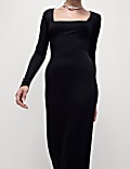 Midaxi-Bodycon-Kleid mit eckigem Ausschnitt