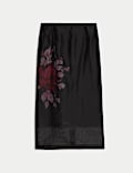Organza Floral Midi Pencil Skirt