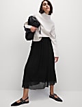 Jersey Pleated Midaxi Slip Skirt