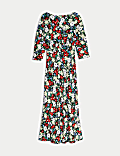 Floral Round Neck Midaxi Tea Dress