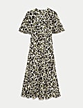 Printed Round Neck Cape Sleeve Midaxi Tea Dress