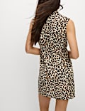 Animal Print Round Neck Mini Shift Dress