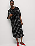 Printed Tie Front Midaxi Shirred Dress