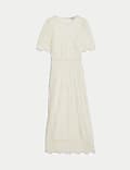 Lace Round Neck Midi Column Dress