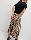 Snake Print Asymmetric Midaxi A-Line Skirt