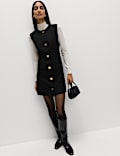 Button Detail Mini Shift Dress