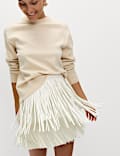 Fringe High Waisted Mini Skirt