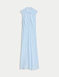 Polka Dot Maxi Shirt Dress